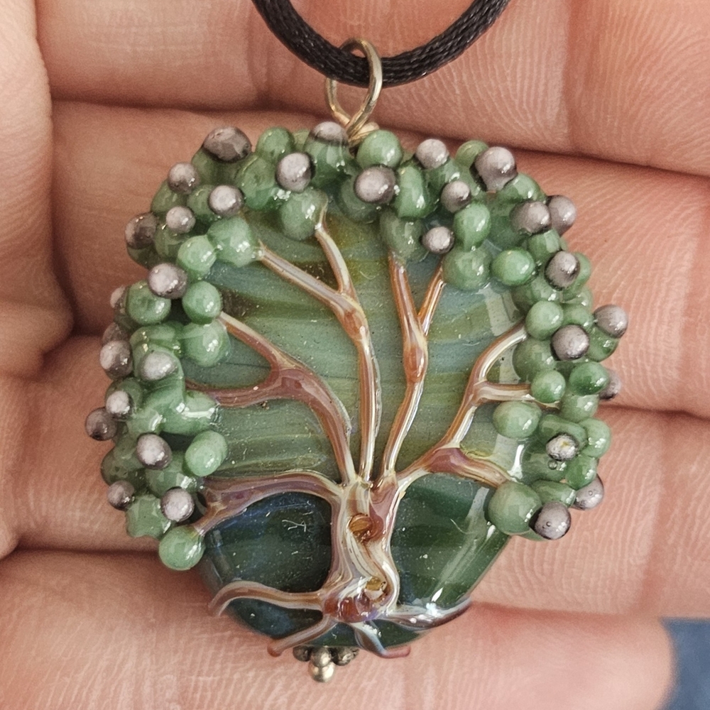 Handcrafted Green Tree Pendant Necklace